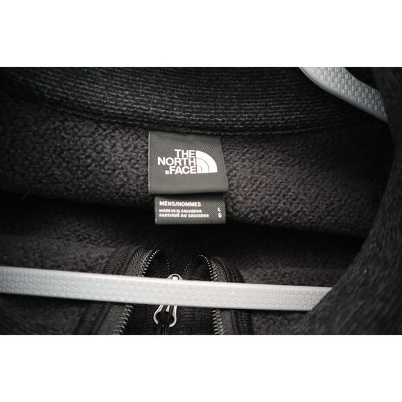 The North Face Men's Sz Large Black Jacquard Fleece Cap Rock 1/4-Zip Pullover - Picture 3 of 9